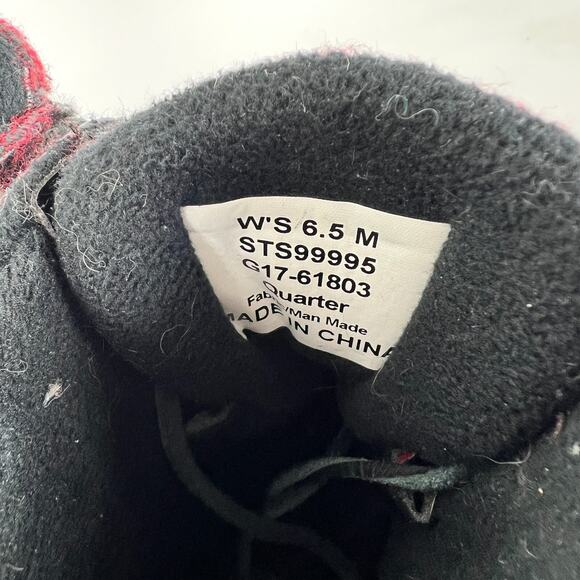 Sperry wedge duck boots women’s 6.5 black red Buffalo check fall slip on secret - Picture 11 of 11